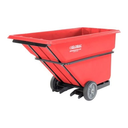 Quality Industries Forkliftable Extra HD Plastic Tilt Truck 1 Cu. Yd. Cap 2000 Lbs. Cap Red 800287RD